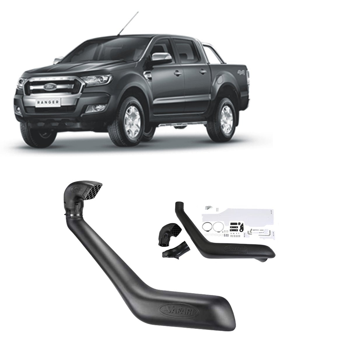 Safari - Safari V - Spec Snorkel for Ford Ranger PX2 MkIII (2019 Facelift) 2.0L, Everest All Engines (07/2015 - 05/2022) - 4X4OC™ | 4x4 Offroad Centre