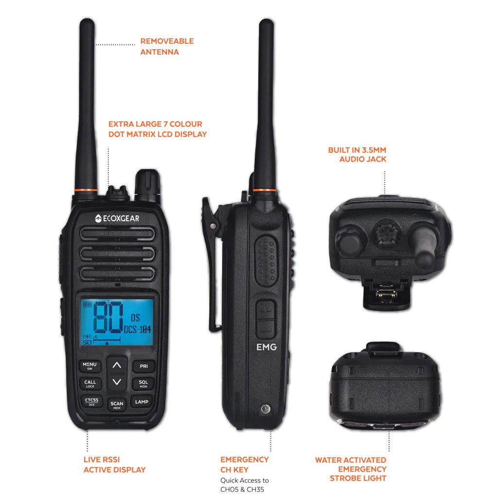 Carbon Offroad - ECOXGEAR ECOXTALK 5.0W MAX Output Power EXG500 UHF CB Handheld Radio - 4x4 Offroad Centre